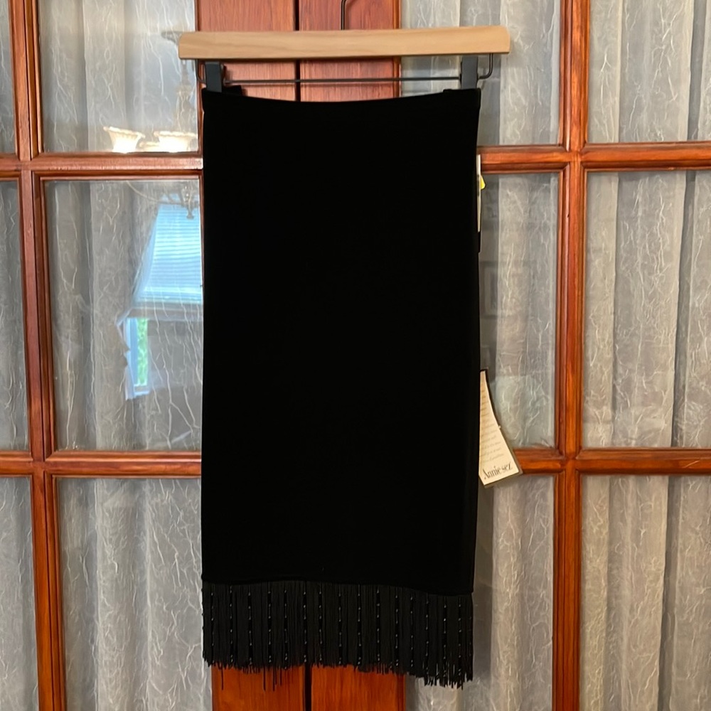 Black Velvet Skirt w/ Fringe